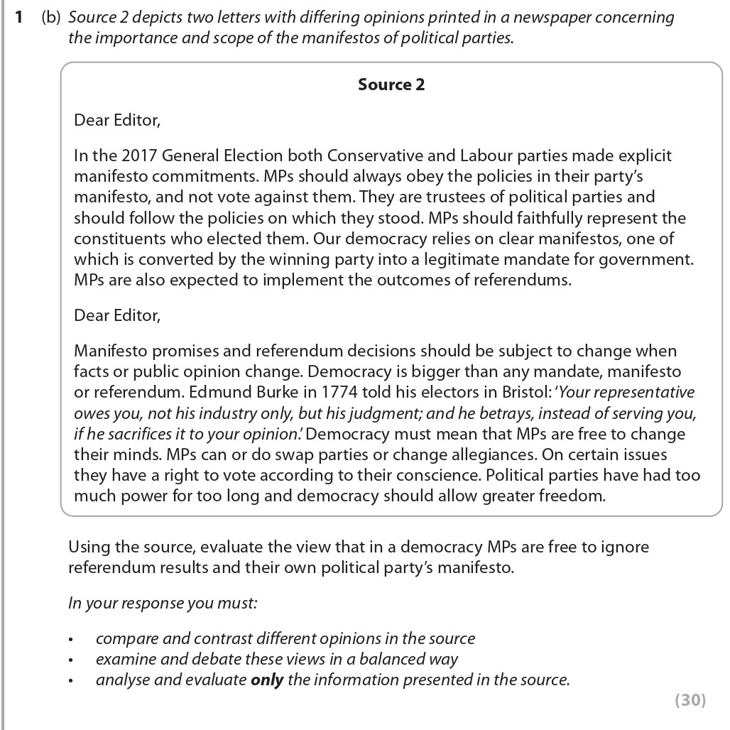 Using-the-source,-evaluate-the-view-that-in-a-democracy-MPs-are-free-to-ignore-referendum-results-and-their-own-political-party's-manifesto-Edexcel-A-Level Politics-Question 1-2021-Paper 1.png